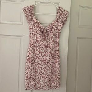 Pink floral mini dress